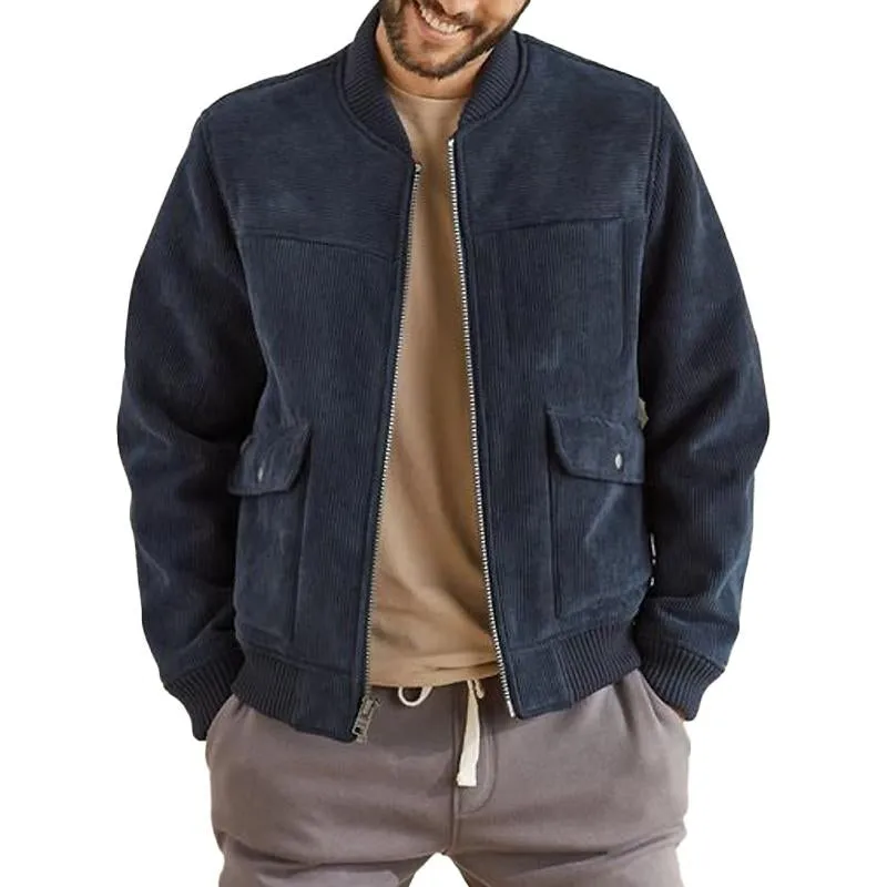 Men's Vintage Solid Corduroy Big Pocket Bomber Jacket 32288694Y sold by Manly