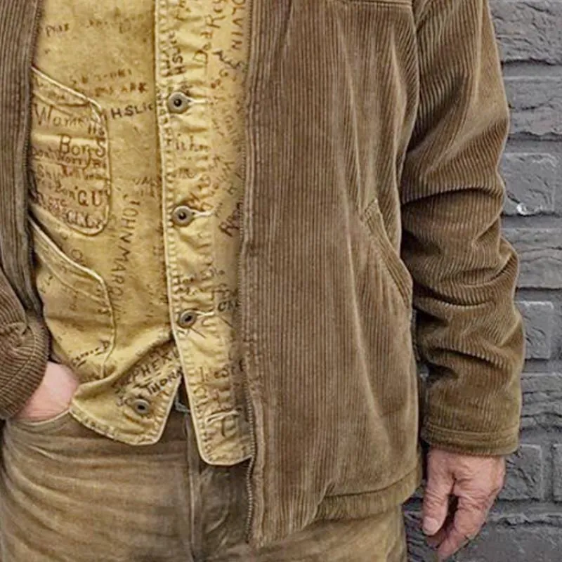 Men's Vintage Solid Color Corduroy Lapel Jacket 95451518Y sold by Manly product image thumbnail 4