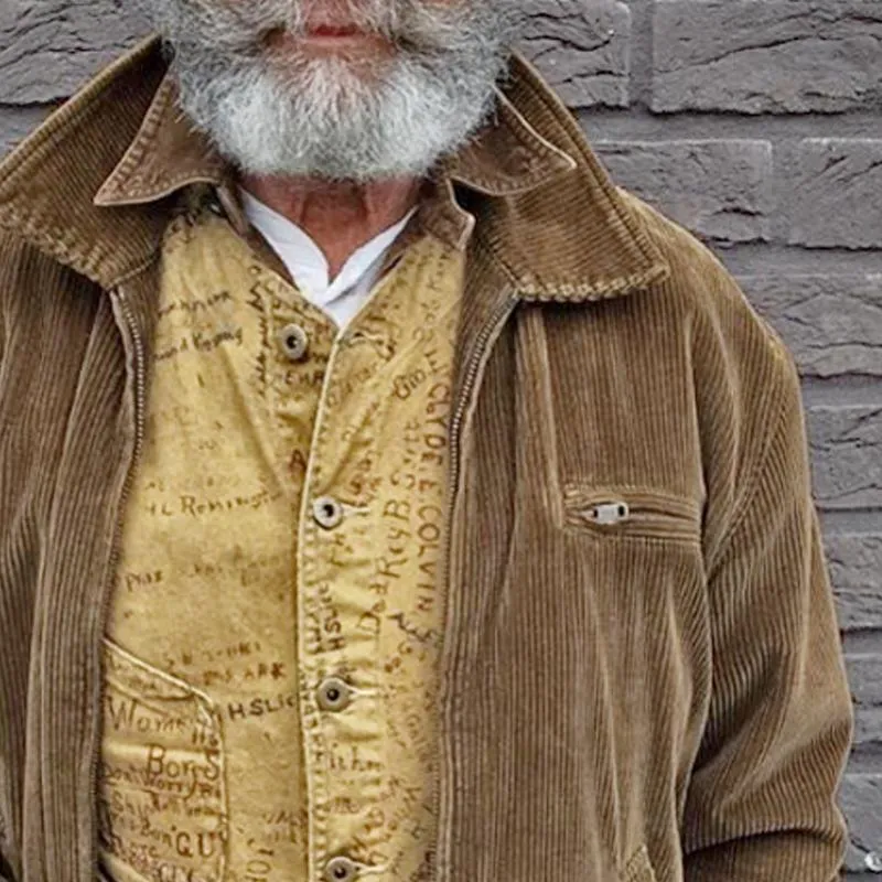 Men's Vintage Solid Color Corduroy Lapel Jacket 95451518Y sold by Manly product image thumbnail 3