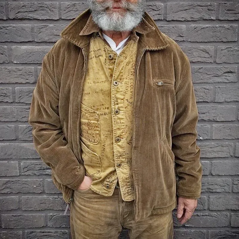 Men's Vintage Solid Color Corduroy Lapel Jacket 95451518Y sold by Manly product image thumbnail 2