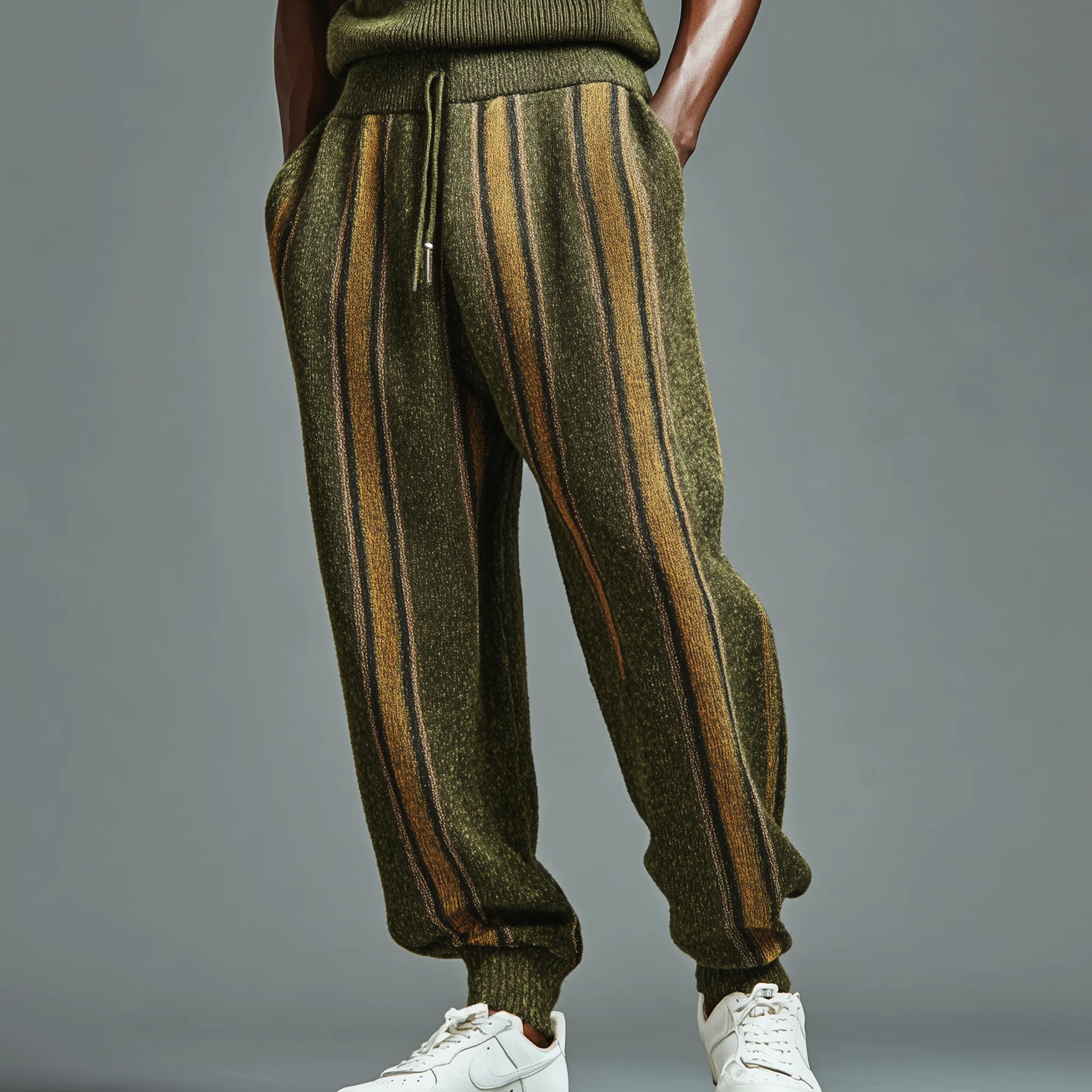 Men's Classic Casual Striped Elastic Waist Knit Pants MTA0653K4K sold by Manly product image thumbnail 2