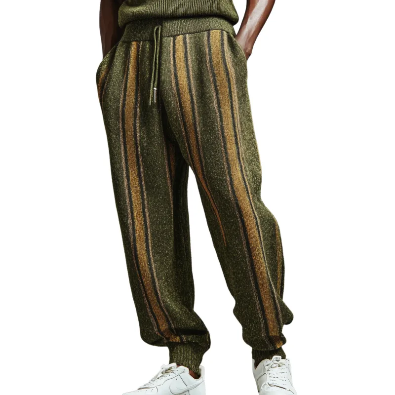 Men's Classic Casual Striped Elastic Waist Knit Pants MTA0653K4K sold by Manly