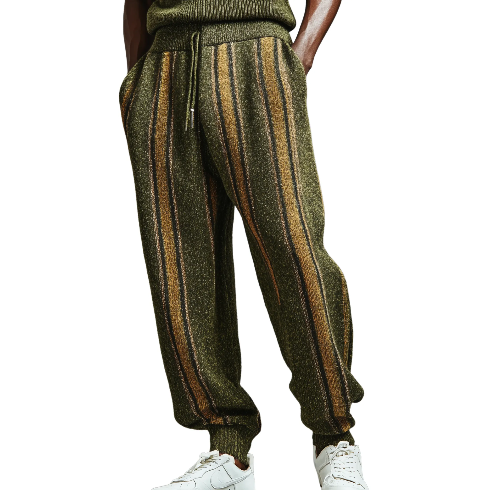 Men's Classic Casual Striped Elastic Waist Knit Pants MTA0653K4K sold by Manly