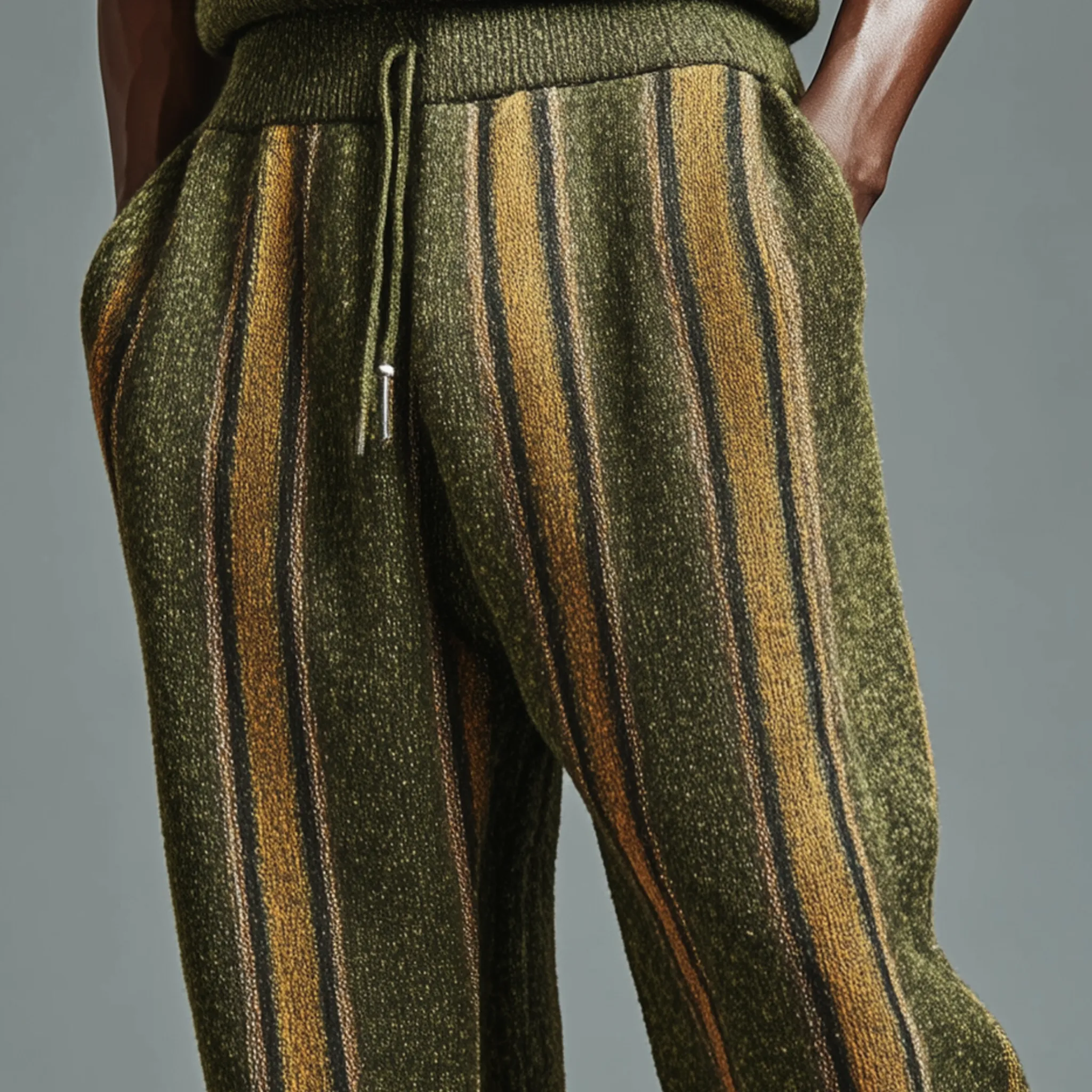 Men's Classic Casual Striped Elastic Waist Knit Pants MTA0653K4K sold by Manly product image thumbnail 4