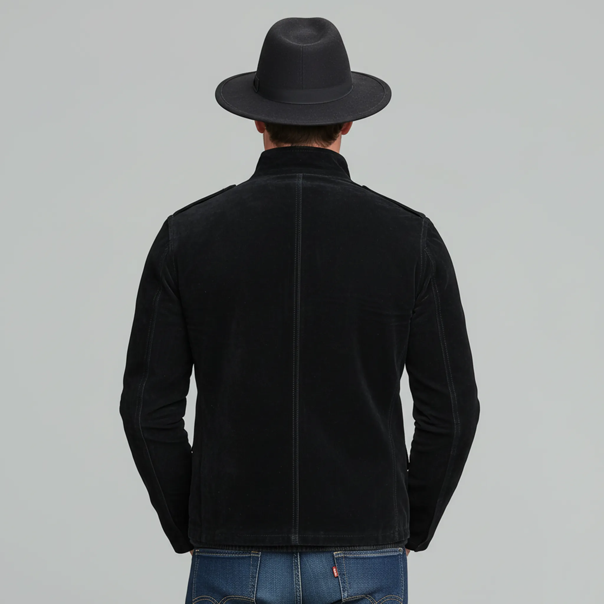 Men's Classic Retro Western Style Stand-up Collar Multi-pocket Faux Suede Jacket MTA1730K5K sold by Manly product image thumbnail 3