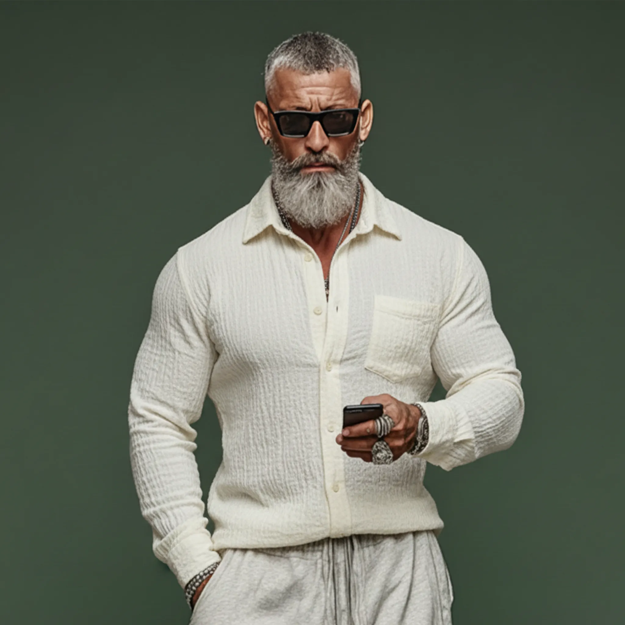 Men's Classic Casual Pleated Cotton Blend Long-Sleeve Shirt MTA1708K9K sold by Manly product image thumbnail 2