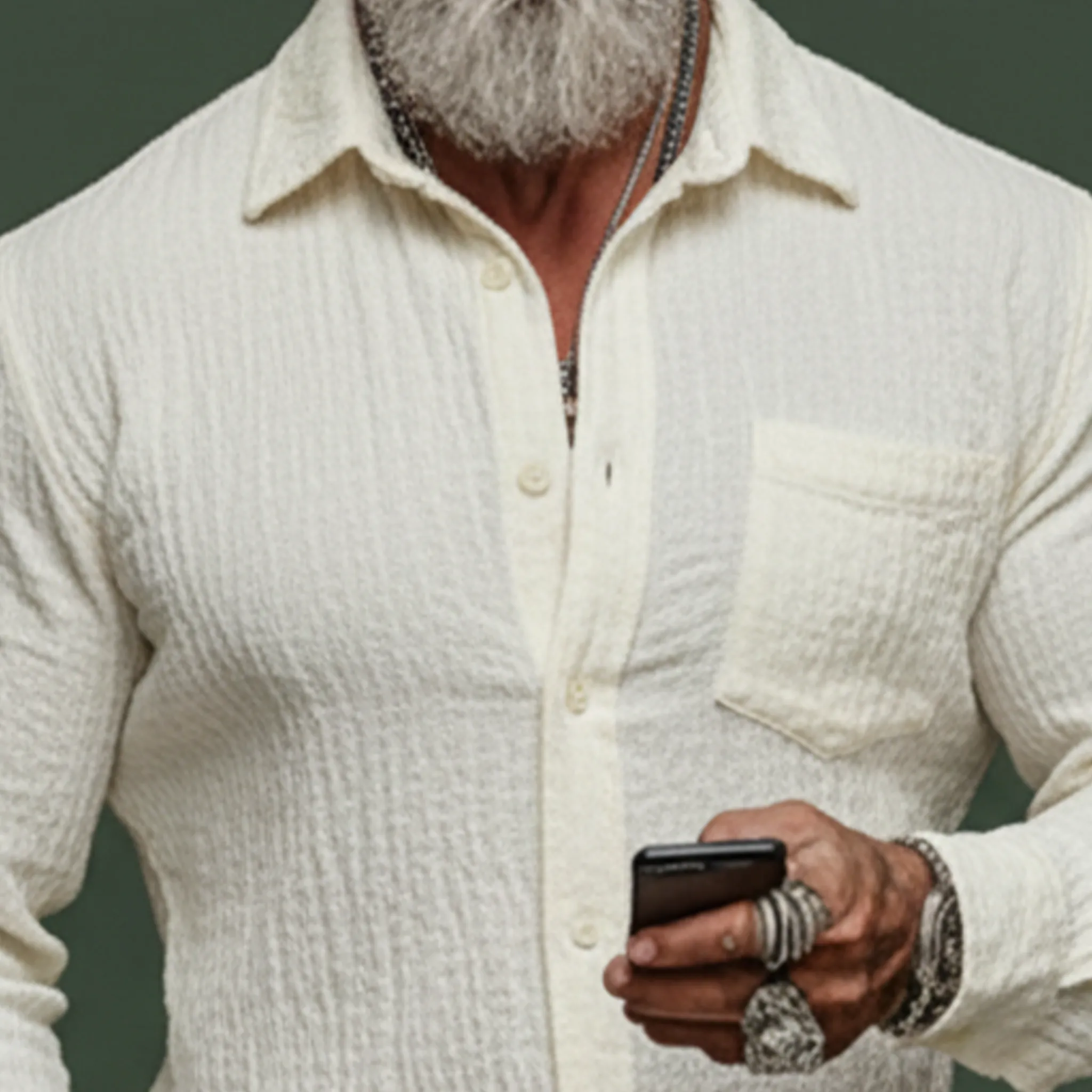 Men's Classic Casual Pleated Cotton Blend Long-Sleeve Shirt MTA1708K9K sold by Manly product image thumbnail 4