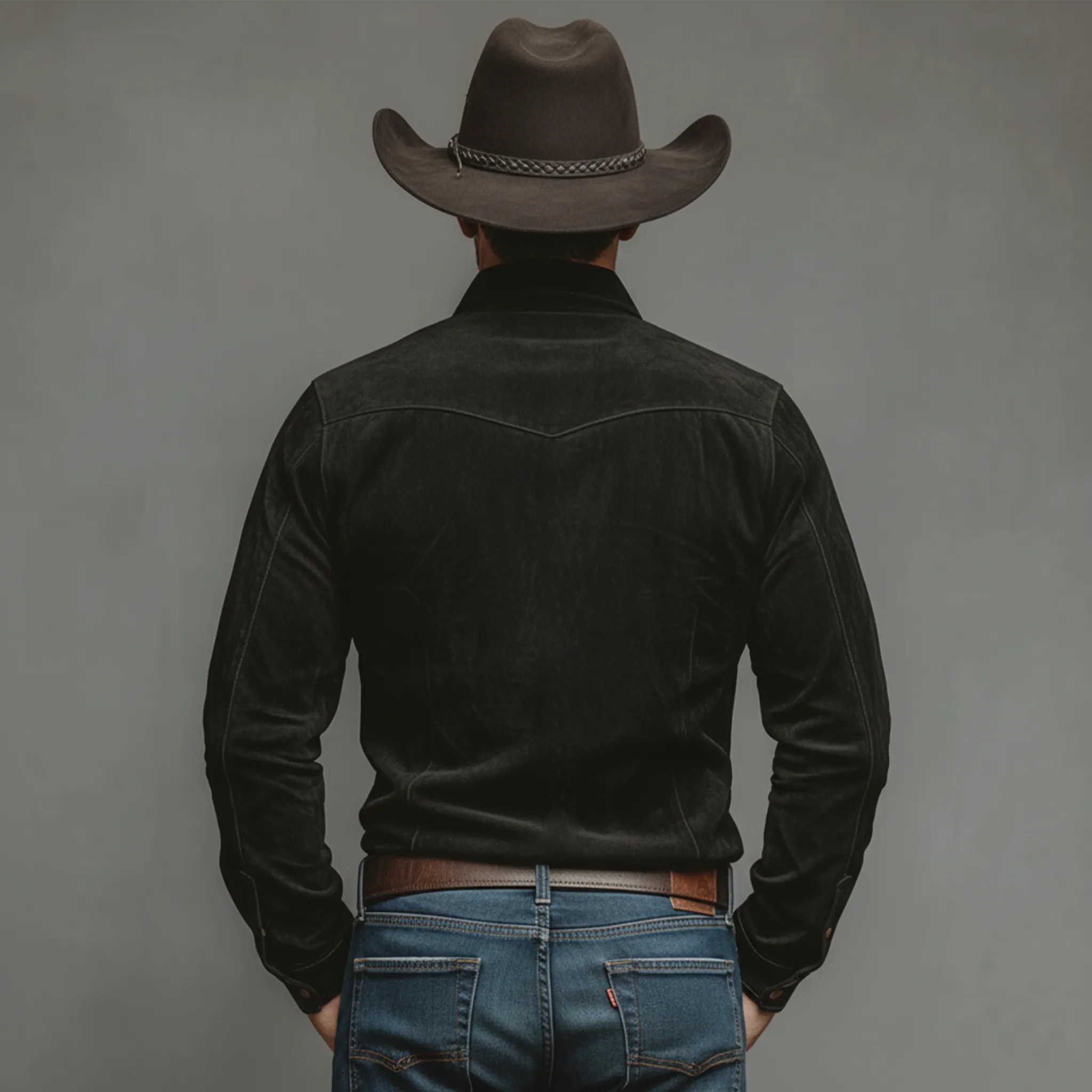 Men's Classic Retro Western Style Epaulette Design Faux Suede Long-sleeved Shirt MTA1741K5K sold by Manly product image thumbnail 3