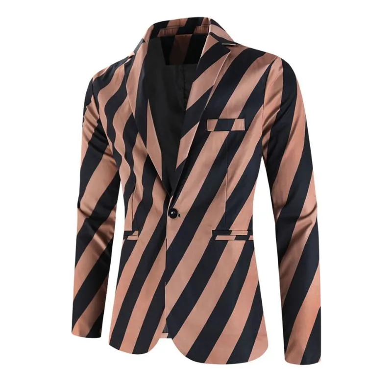 Men's Stripe Print Single Button Blazer 86694967Y sold by Manly