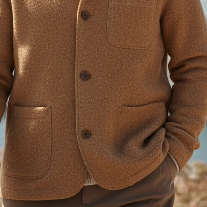 Men's Stand-up Collar Solid Color Blended Fabric Button Jacket MTA2169K3X sold by Manly product image thumbnail 4