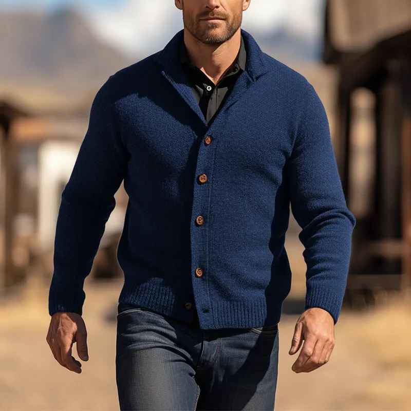 Men's Simple Solid Color Slim Fit Cotton Yarn Knit Button Cardigan MTA2183K6P sold by Manly product image thumbnail 2