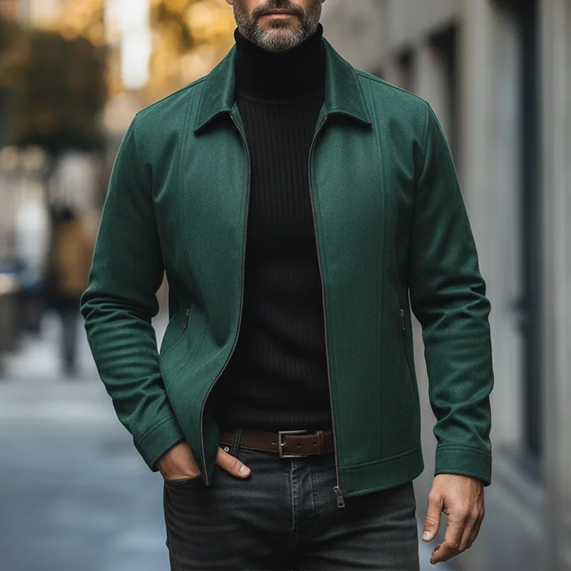 Men's Retro Style Faux Suede Zip-up Jacket MTA2181K6P sold by Manly product image thumbnail 2