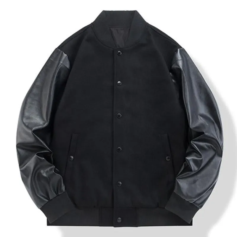Men's Wool Leather Panel Casual Baseball Jacket 08101399M sold by Manly