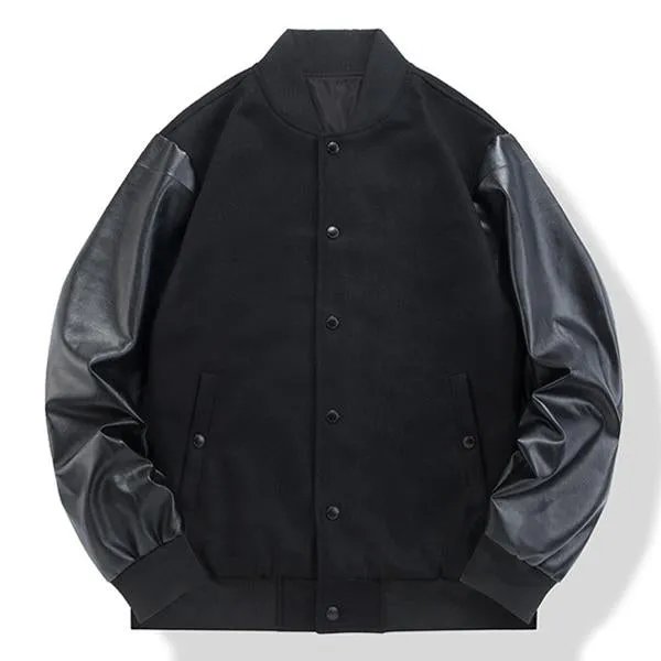 Men's Wool Leather Panel Casual Baseball Jacket 08101399M sold by Manly
