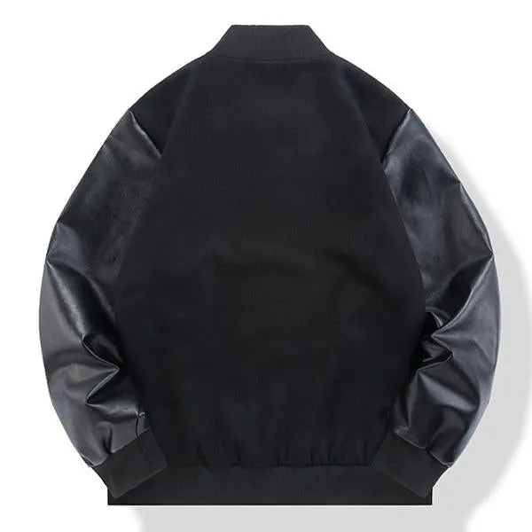 Men's Wool Leather Panel Casual Baseball Jacket 08101399M sold by Manly product image thumbnail 3