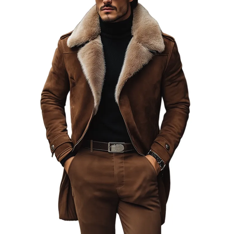 Men's Retro Casual Faux Suede Collar Coat MTA1851K0TO sold by Manly