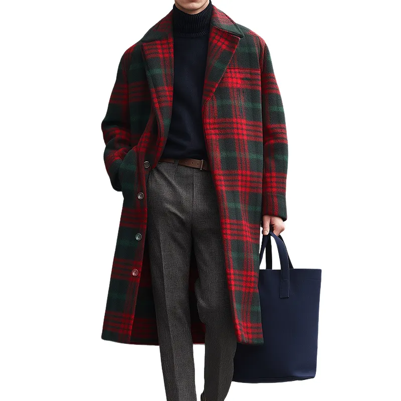 Men's Retro Casual Plaid Print Overcoat MTA2099K6TO sold by Manly