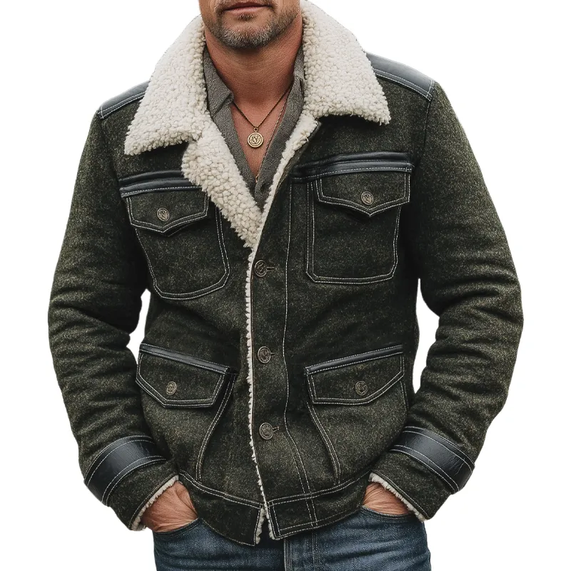 Men's Urban Warm Faux Wool And Lambskin Lining Jacket MTA2007K5U sold by Manly