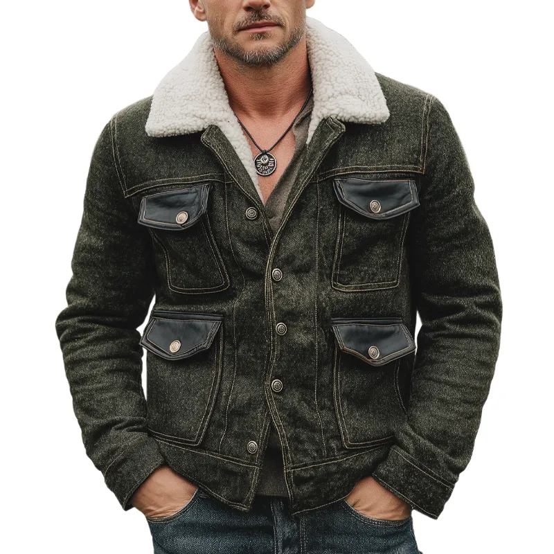 Men's Classic Warm Faux Wool And Lambskin Lined Jacket MTA2056K3U sold by Manly