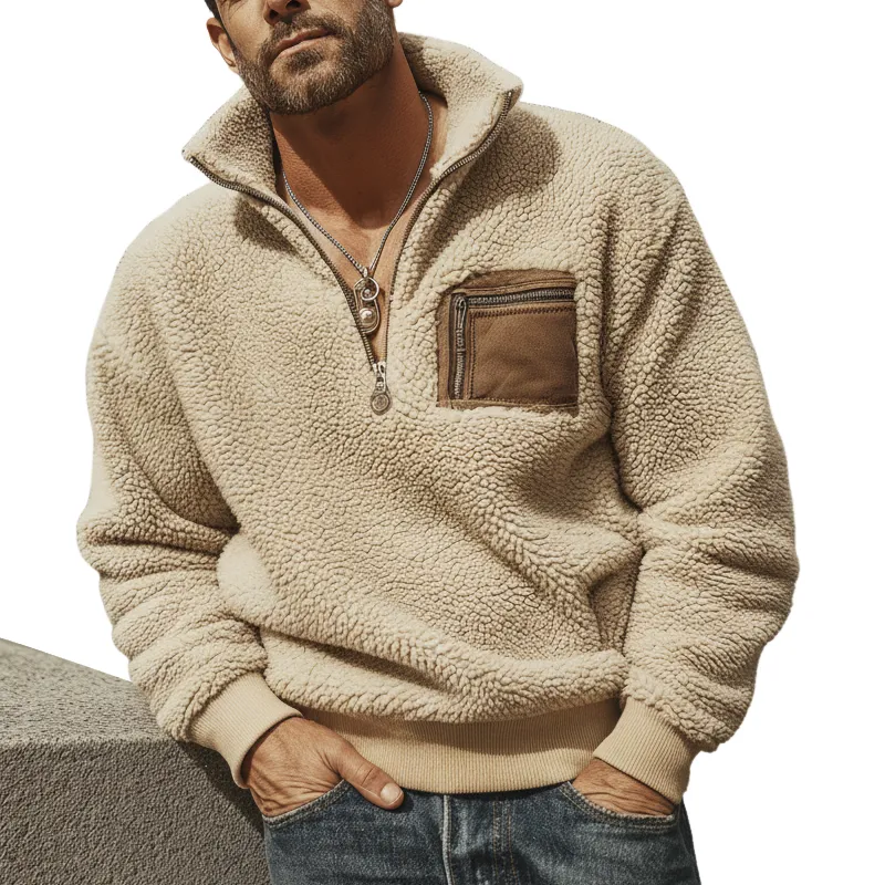 Men's Urban Style Warm Fleece Zip-up Stand-collar Sweatshirt MTA2052K5U sold by Manly
