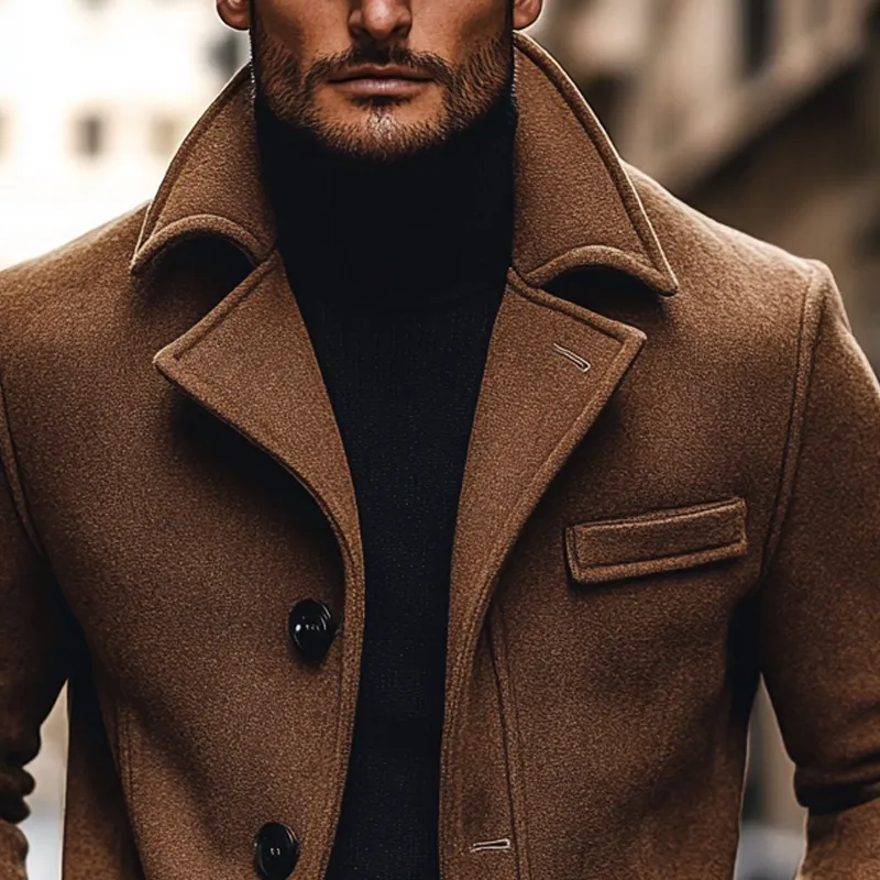 Men's Blended Wool Lapel Button Mid-length Coat MTA2024K1X sold by Manly product image thumbnail 2