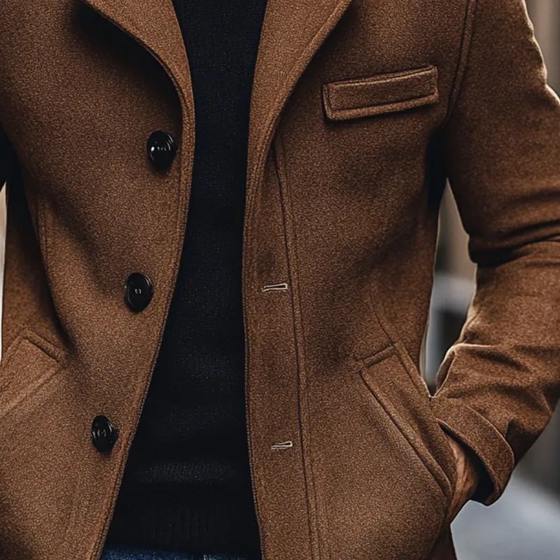 Men's Blended Wool Lapel Button Mid-length Coat MTA2024K1X sold by Manly product image thumbnail 3