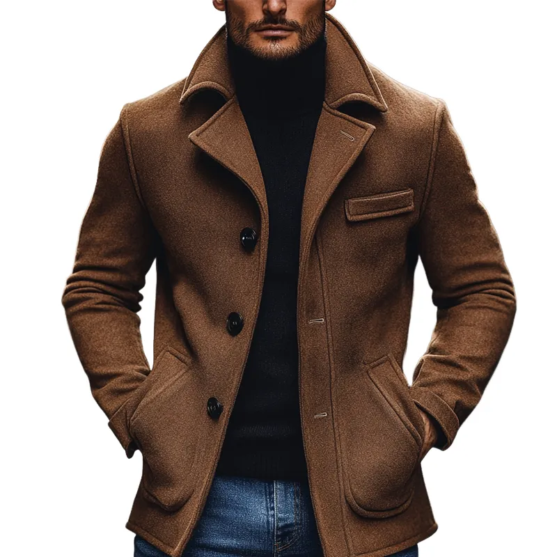 Men's Blended Wool Lapel Button Mid-length Coat MTA2024K1X sold by Manly