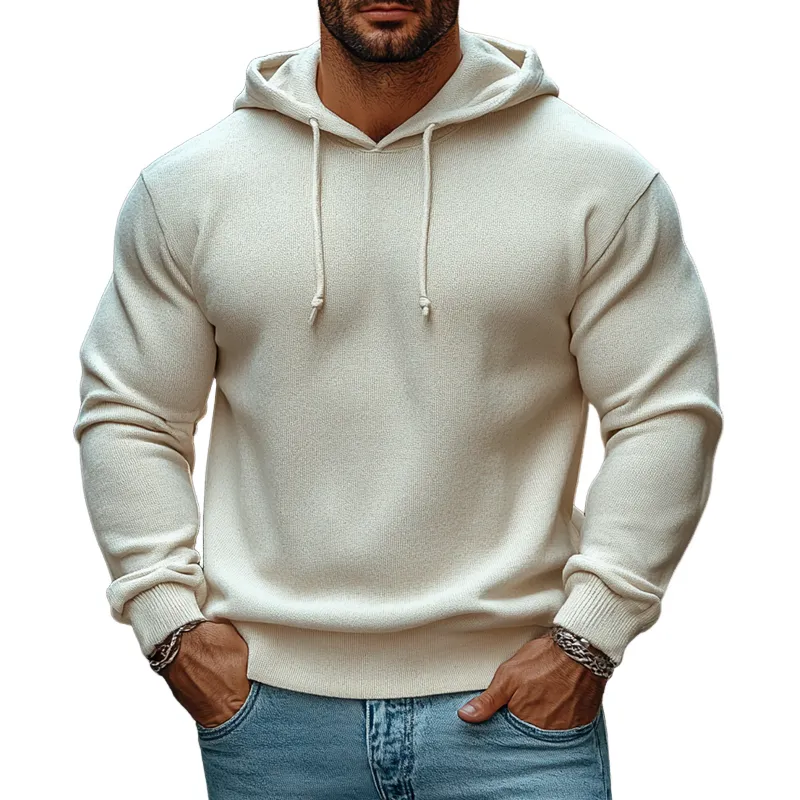 Men's Knitted Solid Color Loose-fitting Hoodie MTA2052K6X sold by Manly