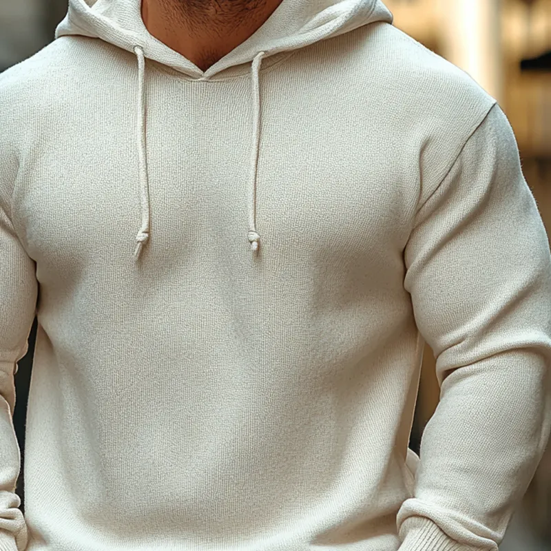 Men's Knitted Solid Color Loose-fitting Hoodie MTA2052K6X sold by Manly product image thumbnail 2
