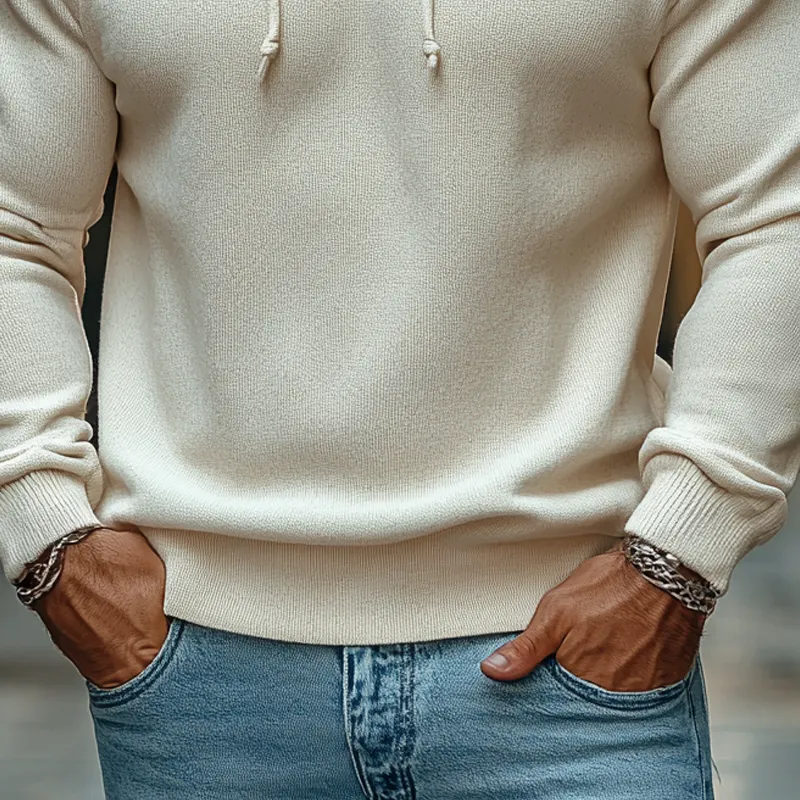 Men's Knitted Solid Color Loose-fitting Hoodie MTA2052K6X sold by Manly product image thumbnail 3