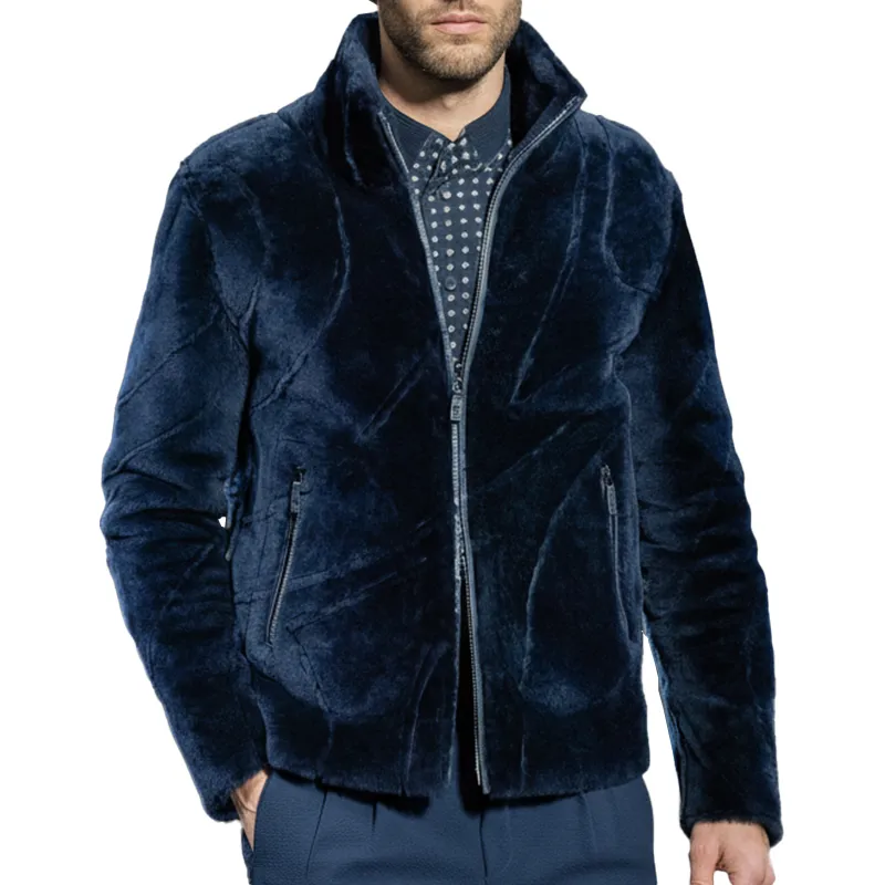 Men's Winter Retro Faux Mink Zip-Up Jacket MTA2464K7P sold by Manly