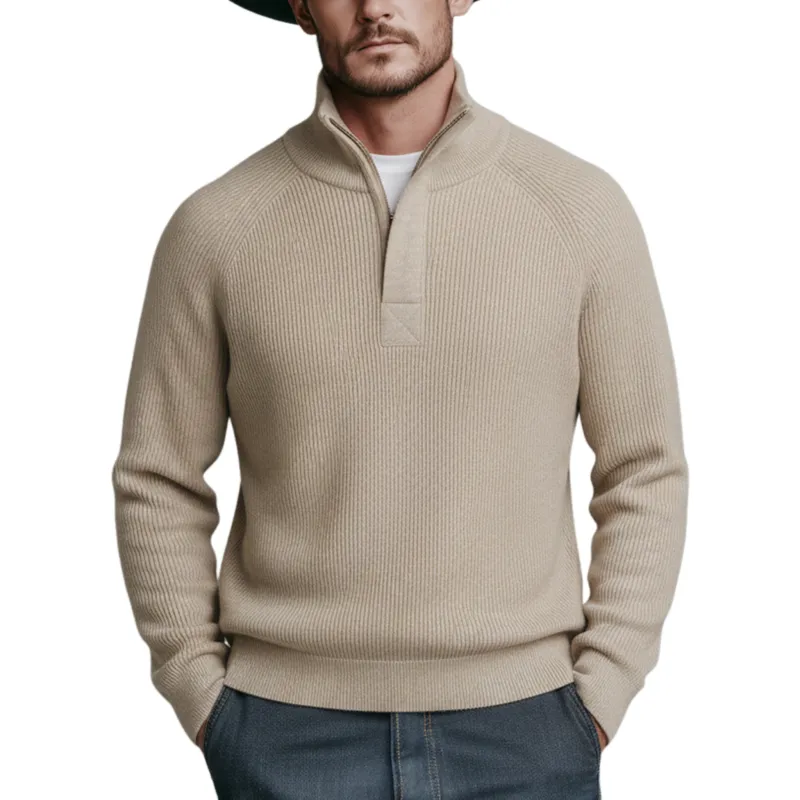 Men's Classic Casual Stand-up Collar Zip-up Sweater MTA2406K8K sold by Manly