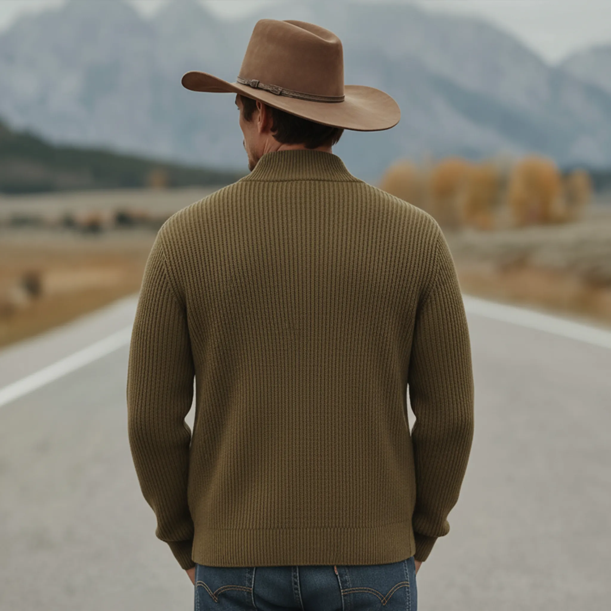 Men's Classic Casual Stand-up Collar Knit Cardigan MTA2422K3K sold by Manly product image thumbnail 3