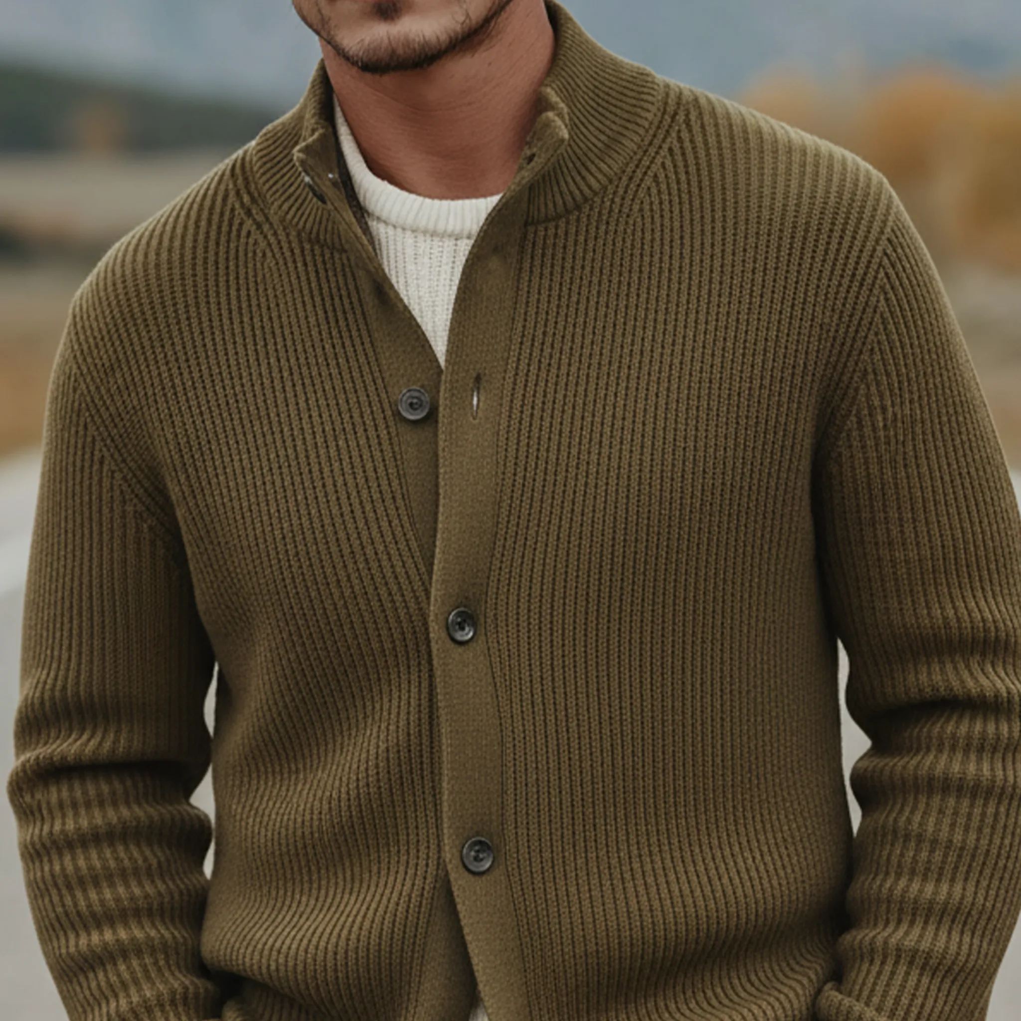 Men's Classic Casual Stand-up Collar Knit Cardigan MTA2422K3K sold by Manly product image thumbnail 4