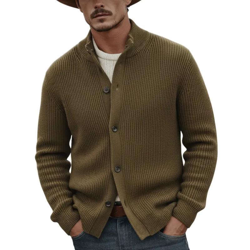 Men's Classic Casual Stand-up Collar Knit Cardigan MTA2422K3K sold by Manly