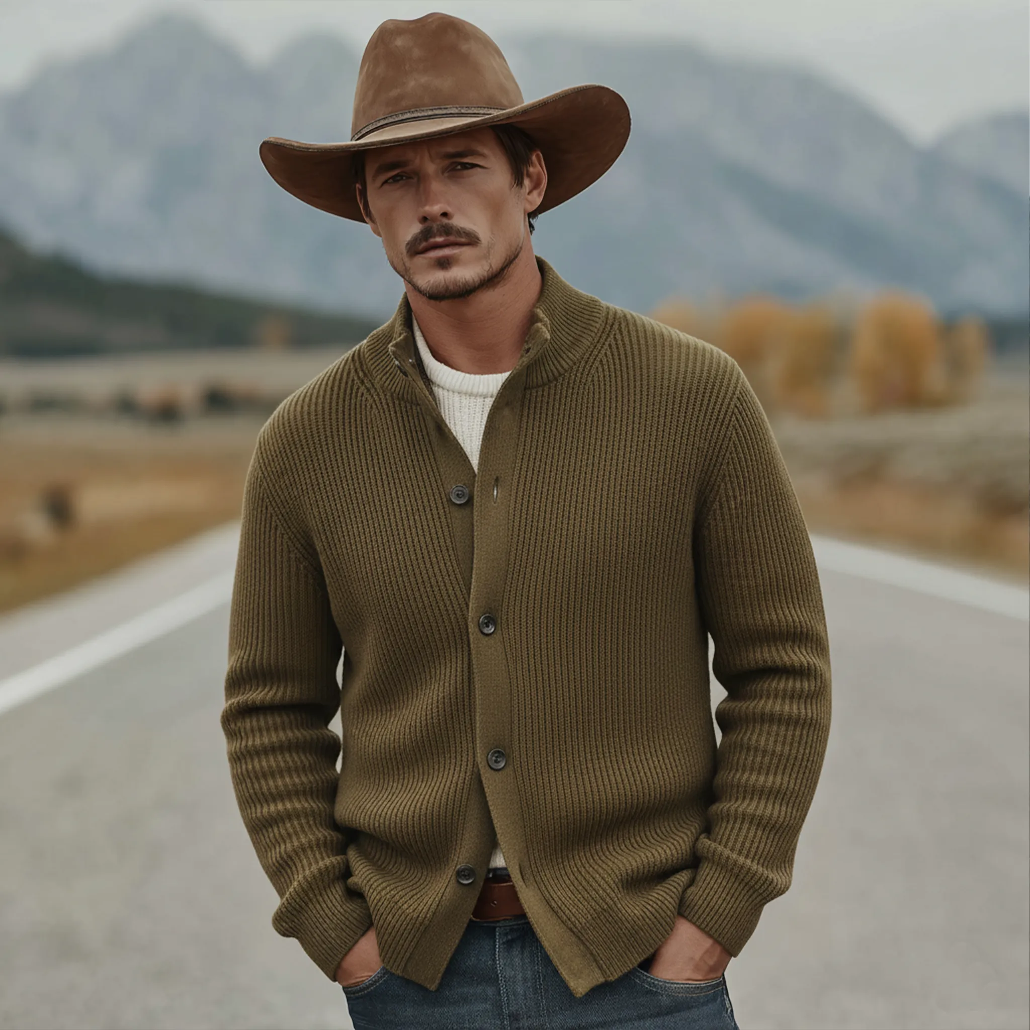 Men's Classic Casual Stand-up Collar Knit Cardigan MTA2422K3K sold by Manly product image thumbnail 2