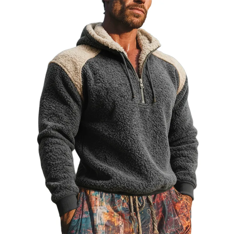 Men's Fleece Color-block Loose Hoodie MTA2292K0X sold by Manly