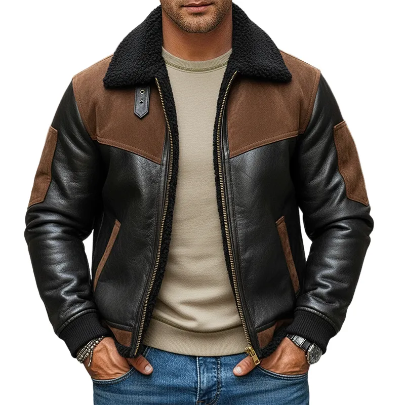 Men's Casual PU Patchwork Faux Suede Jacket MTA2278K2X sold by Manly