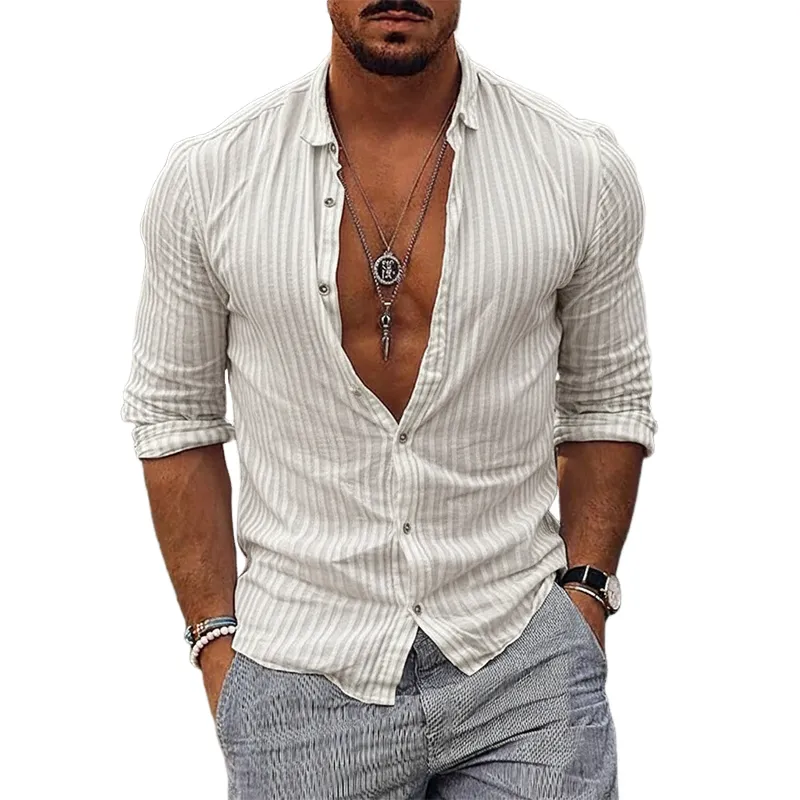 Men's Ribbed Textured Collar Long-Sleeve Shirt MTA2259K2X sold by Manly