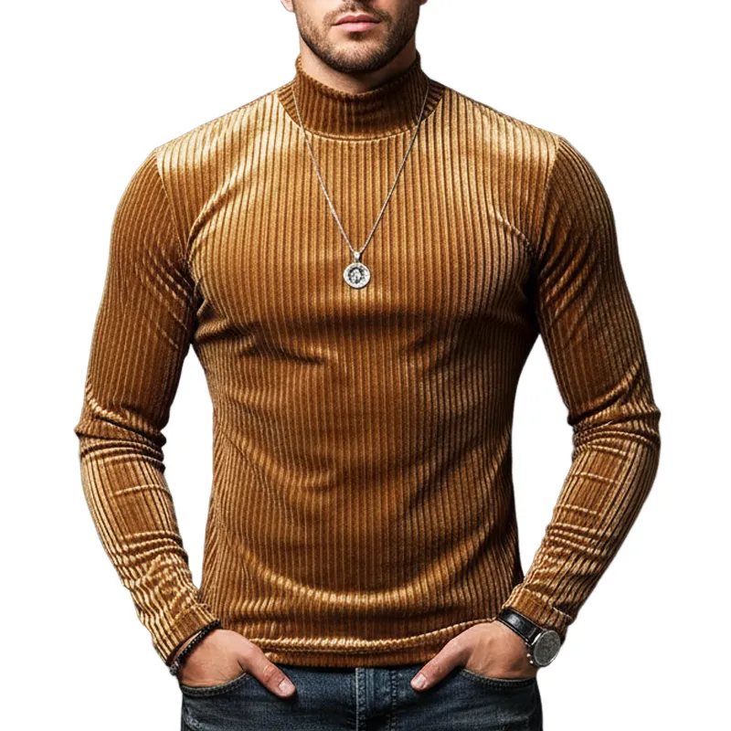 Men's Urban Slim-fit Velvet Striped Long-sleeved T-shirt MTA2481K0U sold by Manly