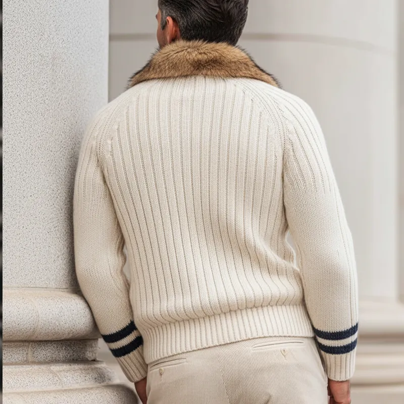Men's Urban Fashion Faux Mink Collar Slim Fit Knit Cardigan MTA2270K1U sold by Manly product image thumbnail 4