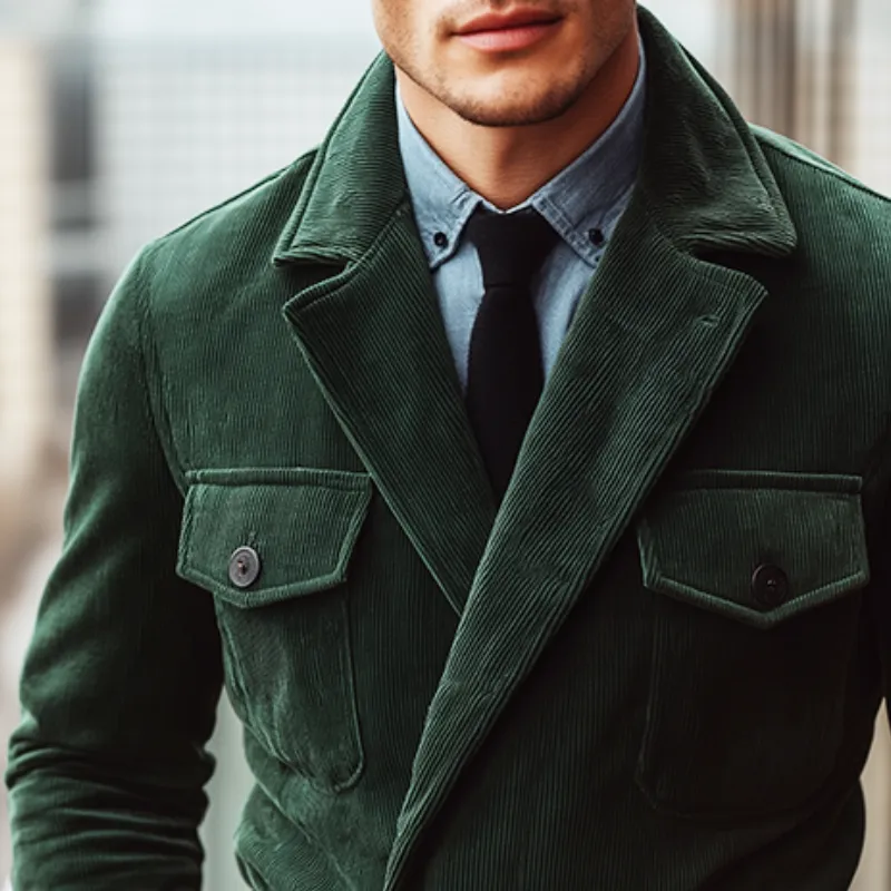 Men's Retro Casual Corduroy Lapel Belt Jacket MTA2215K6TO sold by Manly product image thumbnail 3