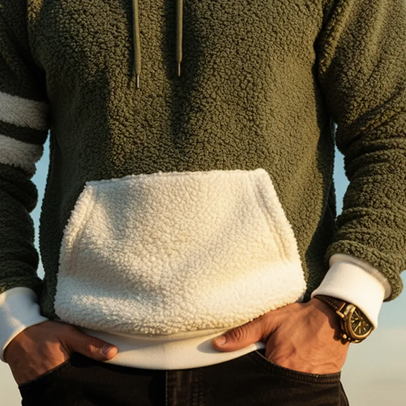 Men's Color-blocked Fleece Pullover Hoodie MTA2290K5X sold by Manly product image thumbnail 4