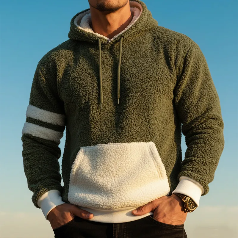 Men's Color-blocked Fleece Pullover Hoodie MTA2290K5X sold by Manly product image thumbnail 2