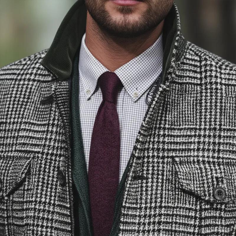 Men's Winter Retro Plaid Faux Wool Button Jacket MTA2109K8P sold by Manly product image thumbnail 5
