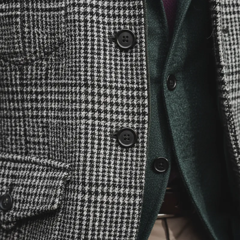 Men's Winter Retro Plaid Faux Wool Button Jacket MTA2109K8P sold by Manly product image thumbnail 4