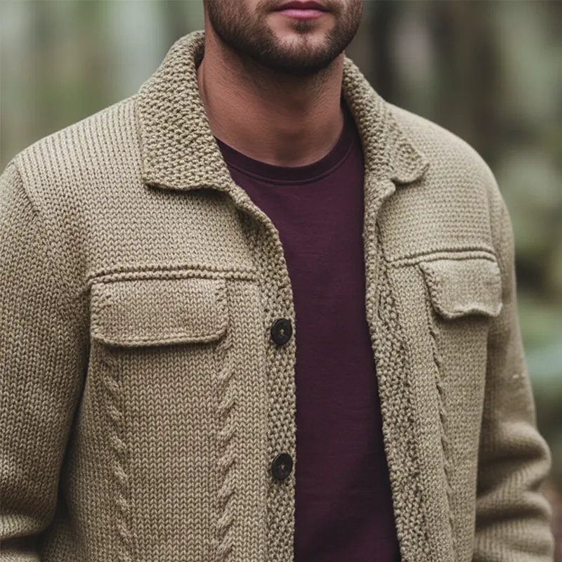 Men's Winter Retro Textured Cotton Yarn Knit Button Cardigan MTA2135K8P sold by Manly product image thumbnail 4