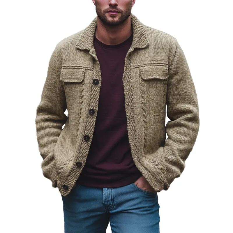 Men's Winter Retro Textured Cotton Yarn Knit Button Cardigan MTA2135K8P sold by Manly