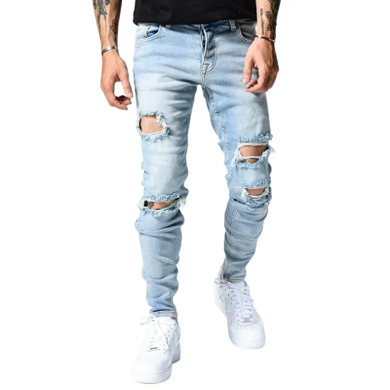 Men's Fashion Distressed Skinny Casual Jeans 55129245Z sold by Manly