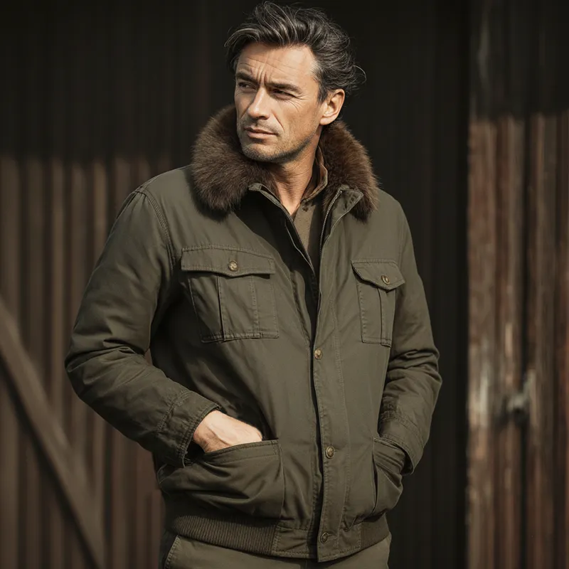 Men's Classic Winter Warm Faux Mink Lined Multi-Pocket Jacket MTA2658K3U sold by Manly product image thumbnail 2